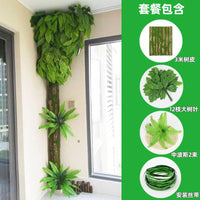 Artificial Bark Pipe Cover with Greenery for Indoor Landscaping