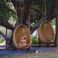 Outdoor Rattan Woven Bird's Nest Hanging Chair for Patio Balcony