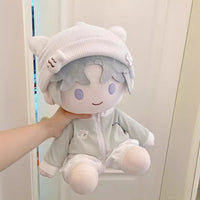 Cotton Doll Clothes Set for 40cm Plush Dolls, Sitting Pose Outfits with Pants and Hat