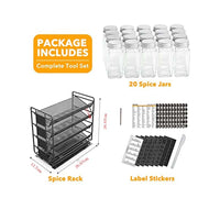 Pull-Out 4-Tier Spice Rack Organizer for Kitchen Cabinet, Metal Sliding Storage Shelf