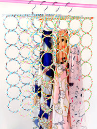 Multi-functional Scarf, Belt, and Tie Hanger with Multiple Rings