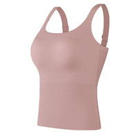 Plus Size Adjustable Strap Camisole with Built-in Bra, Breathable Seamless Slimming Tank Top