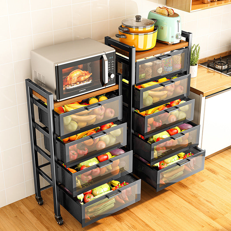 Multi-layer Kitchen Storage Basket Rack for Fruits and Vegetables, Floor-standing