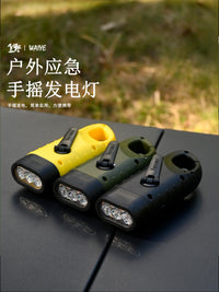 Portable Solar Hand Crank Flashlight with Power Bank Function for Outdoor Camping Emergency