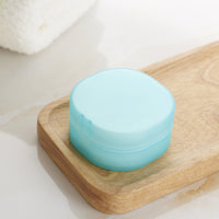 Portable Round Soap Dish with Sponge for Travel and Bathroom