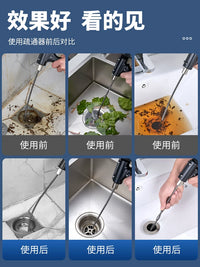Drain Clog Remover Tool for Kitchen and Toilet Pipes, Manual Hand-Crank Drain Cleaner