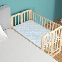 Foldable Solid Wood Baby Crib with Mattress, Multi-functional Cradle Bed
