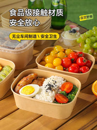 Portable Kraft Paper Lunch Box Set for Outdoor Camping & Picnics