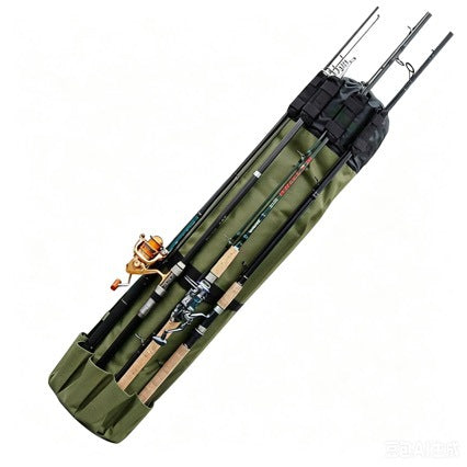 Portable Cylindrical Fishing Rod Bag with Drawstring Closure, Oxford Cloth, Large Capacity, Handheld/Shoulder Carry