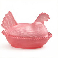 Crystal Glass Hen Candy Dish with Lid, Decorative Chicken Figurine Storage Jar for Living Room Decor
