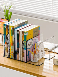 Acrylic Desktop Bookends and Organizer for Students and Office