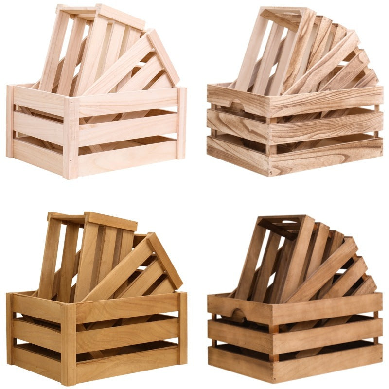 Solid Wood Storage Crate Vintage Decorative Display Box