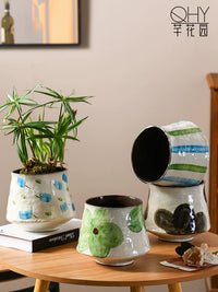 Jingdezhen Ceramic Orchid Planter Pot with Hand-Painted Vintage Design for Living Room
