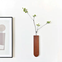 Nordic Solid Wood Wall-Mounted Vase with Faux Plants - Japanese Style Minimalist Decor