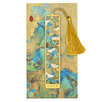 Traditional Chinese Style Brass Metal Bookmark with Tassel, Hollow Engraved Palace Design for Students and Gifts
