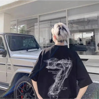 Men's Korean Fashion Digital Print Short Sleeve T-Shirt Loose Fit