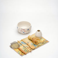 Japanese Matcha Tea Ceremony Set with Ceramic Bowl and Bamboo Whisk