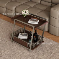 2025 New Ash Wood Luxury Coffee Table with Wheels for Living Room Sofa Side