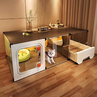 Indoor Cat Cage with Litter Box, Multi-level Cat Condo Villa for Small Cats