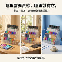 Acrylic Pen Holder with Multi-Grid Storage for Desk Organization