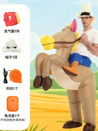 Inflatable Unicorn Horse Riding Costume for Adults and Kids