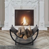 Wrought Iron Firewood Rack Indoor Fireplace Outdoor Log Storage Shelf Wood Storage Organizer