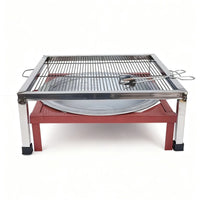 Outdoor Fire Pit BBQ Grill with Heating Function and Grill Net for Charcoal Grilling