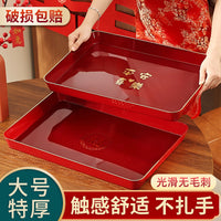 Red Rectangular Wedding Serving Tray for Engagement, Banquets, and Candy