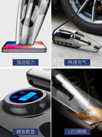4-in-1 Car Vacuum Cleaner with Tire Inflator, High Power Portable Handheld Auto Vacuum for Wet/Dry Use