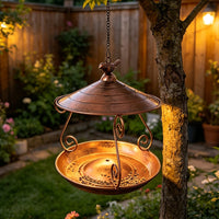 Iron Art Flower Bud Bird Feeder Hanging Ornament for Garden Patio