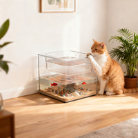 Square Transparent Glass Fish Tank for Office and Home Decor, Micro Landscape Goldfish and Turtle Aquarium