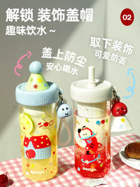 Bocyo Tritan Water Bottle with Straw for Girls, Portable High-Value Design for Summer Hydration