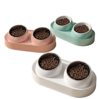 Elevated Ceramic Pet Bowls with Stand for Cats and Small Dogs, Tilted Design for Neck Protection, Anti-Spill Food and Water Dish