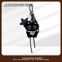 Big-Eyed Black Cat Plush Doll Keychain Scarf Pendant Bag Charm Couple Gift