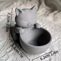 3D Printed Cat Shaped Planter with Drainage Hole for Succulents and Small Plants