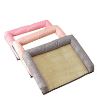 Pet Cooling Mat Woven Rattan Summer Bed for Cats and Dogs, All Seasons