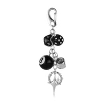 Retro Billiard Ball 8 Four-Pointed Star Dice Keychain Pendant for DIY Accessories and Gifts