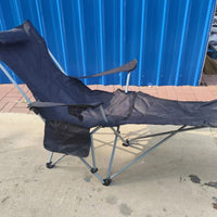 Portable Beach Lounge Chair with Armrests & Footrest, 4-Position Adjustable Folding Recliner for Outdoor Napping & Sunbathing