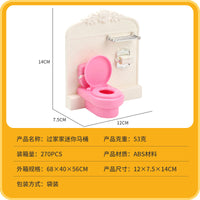 Kids' Pretend Play Miniature Toilet Toy for Dollhouse Bathroom Furniture