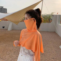 Women's UV Protection Shawl with Face Mask and Sleeves for Driving and Cycling