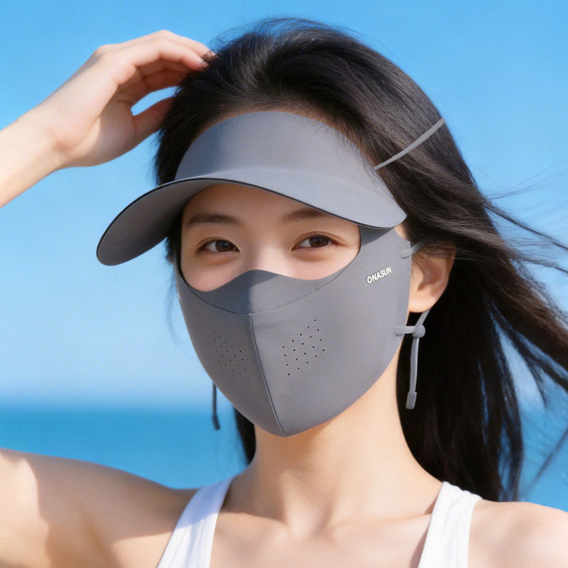 Summer Outdoor Sun Protection Face Cover with Open-Top Visor for Cycling