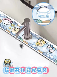 Cute Cartoon Faucet Absorbent Mat for Bathroom Sink Splash Guard Quick Dry Non-Slip Draining Pad