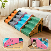 Pet Stairs with Scratching Board for Cats and Small Dogs, Multi-functional Ramp for Beds and Sofas