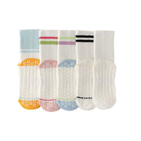 Women's Non-Slip Silicone Grip Yoga Socks Breathable Mid-Calf Pilates Fitness Socks