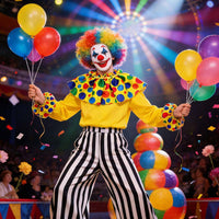 Halloween Clown Costume Set with Ruffle Collar and Cuffs for Parties and Performances