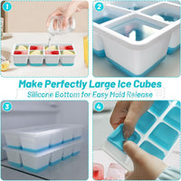 8-Compartment Ice Cube Tray with Lid, Square Ice Ball Maker Mold and Ice Clip Set