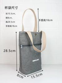 Portable Insulated Lunch Bag with Handle for Bento Box and Thermos, Oxford Cloth Water Bottle Storage Pouch