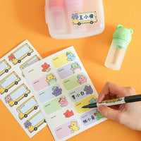 Cartoon Name Stickers for Kids - Waterproof Labels for School Supplies, Water Bottles & Books