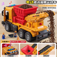 Kids Alloy Dump Truck Toy with Lights & Sounds, Engineering Vehicle Model for Boys, Beach Transport Truck