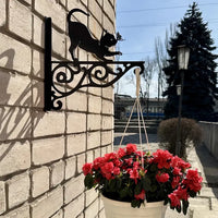 Cat and Butterfly Metal Wall Hook for Hanging Planters, Lanterns, and Wind Chimes